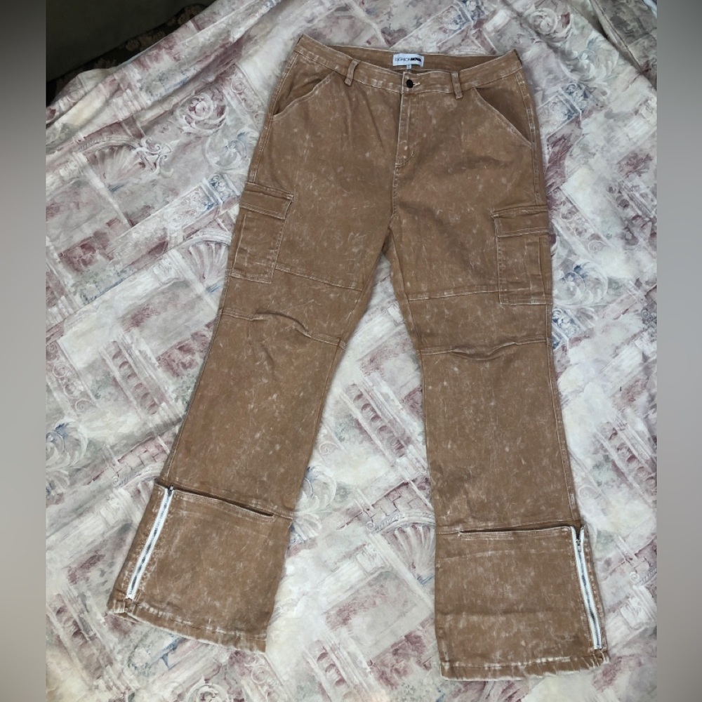 Fashion Nova Cargo Jeans Acid wash Utility Pants